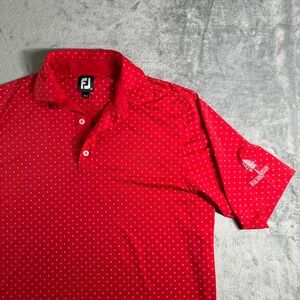 FootJoy FJ Red Dotted Golf Polo Shirt Mid South Club Logo Mens Medium